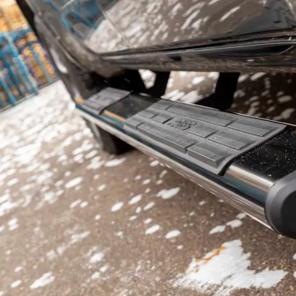 The ARIES nerf bar side bar side step improves traction when entering your truck or SUV.